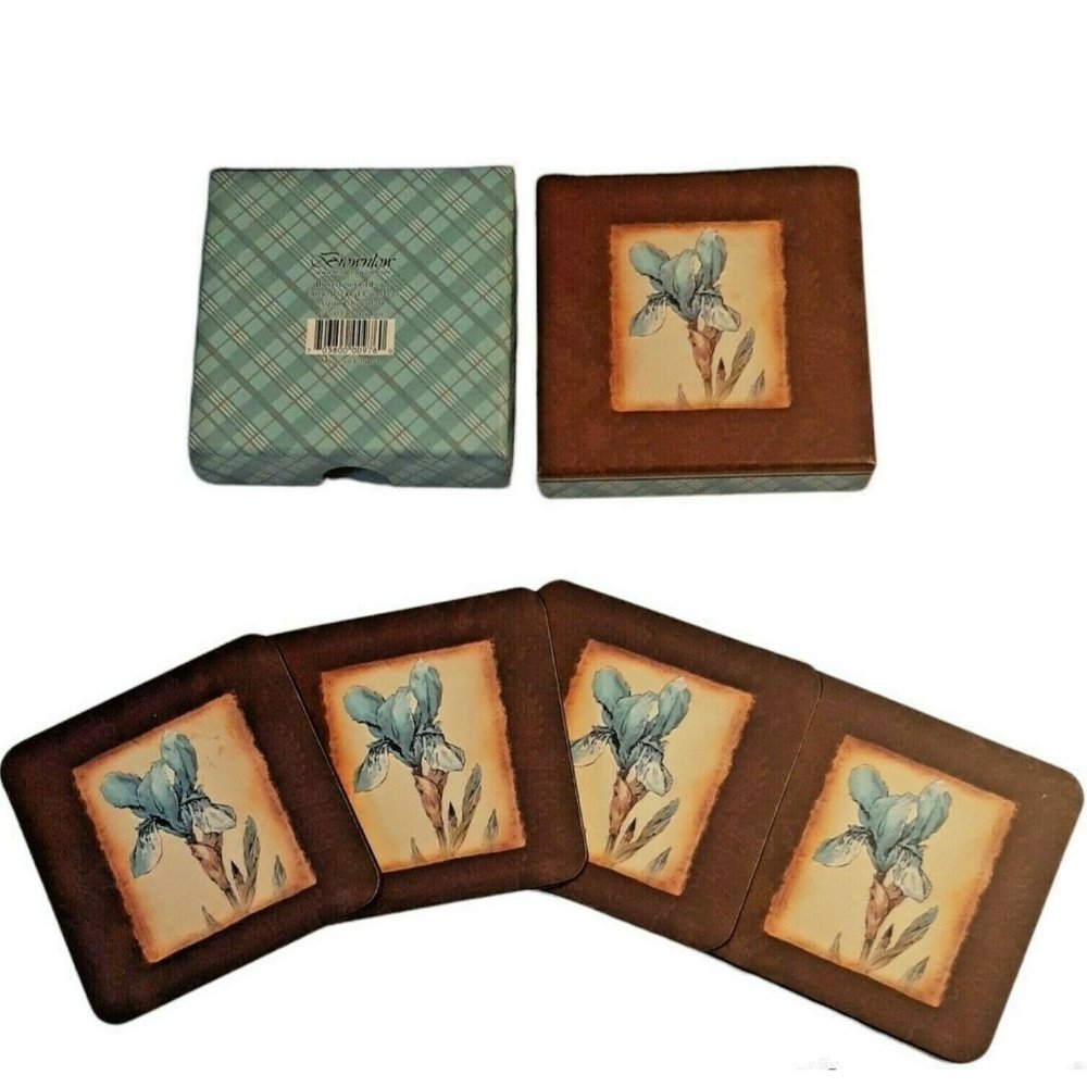 4 Brownlow Iris Cork Back Coasters In Box